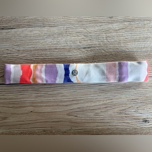 Lululemon Athletic Elastic Color Block Rainbow Headband - Picture 1 of 3